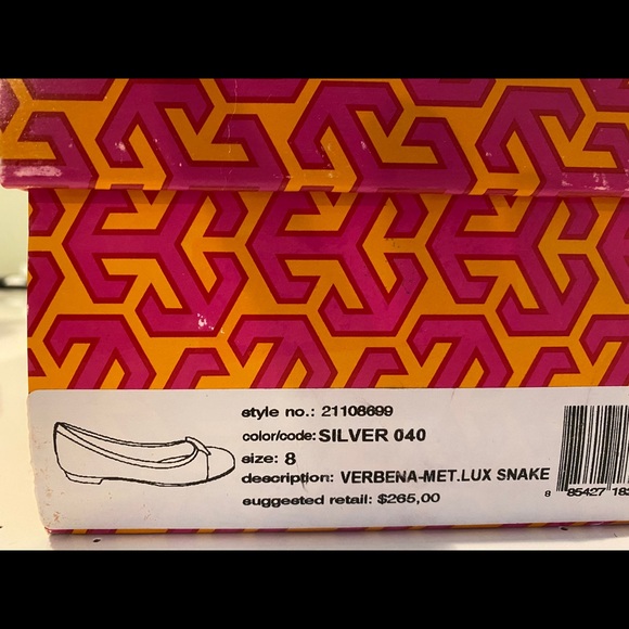 NIB TORY BURCH VERBENA-MET LUX SNAKE BALLET FLATS - Picture 2 of 2